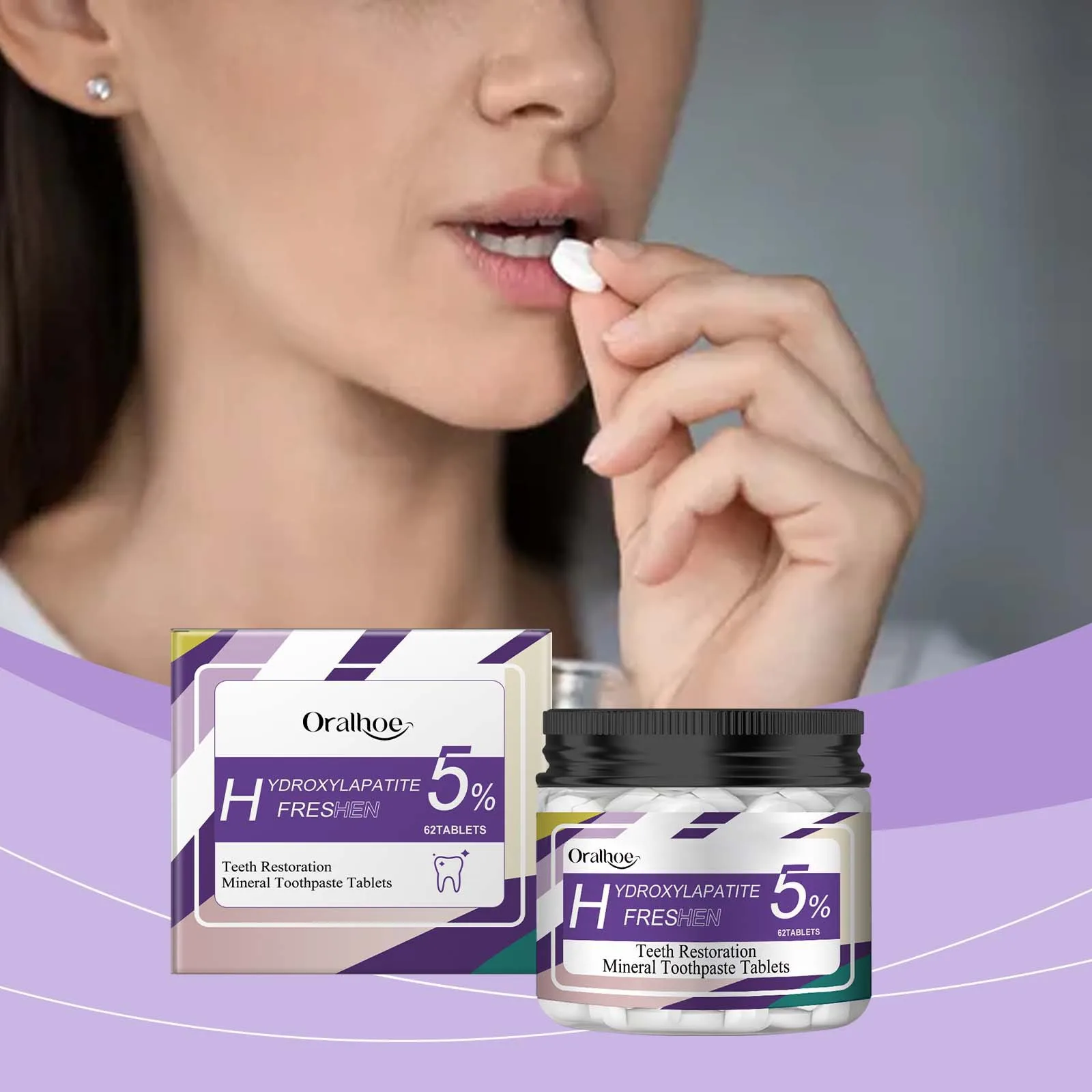 Mundpflege-Zahnpasta-Tabletten Tragbare Mundwasser-Granulate Reinigende Zahnpasta-Tabletten Fleckenentfernung Frischer Atem Zahnpasta Image
