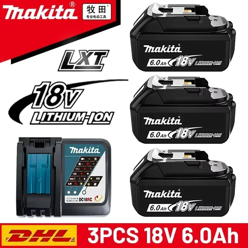 100 % originaler wiederaufladbarer 18-V-6,0-Ah-Akku von Makita, für Makita BL1830 BL1830B BL1840 BL1840B BL1850 BL1850B Elektrowerkzeug-Akku Image