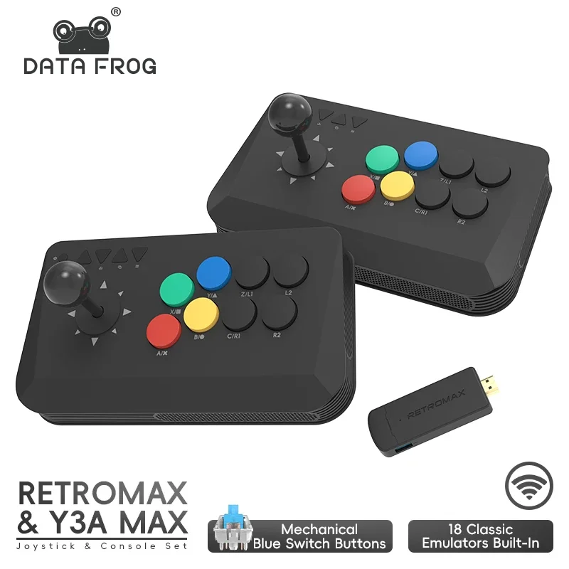 DATA FROG Y3A Max Wireless Arcade Fight Stick Controller für PC/TV Box/Android – Multi-System-Kampfspiel-Joystick Image