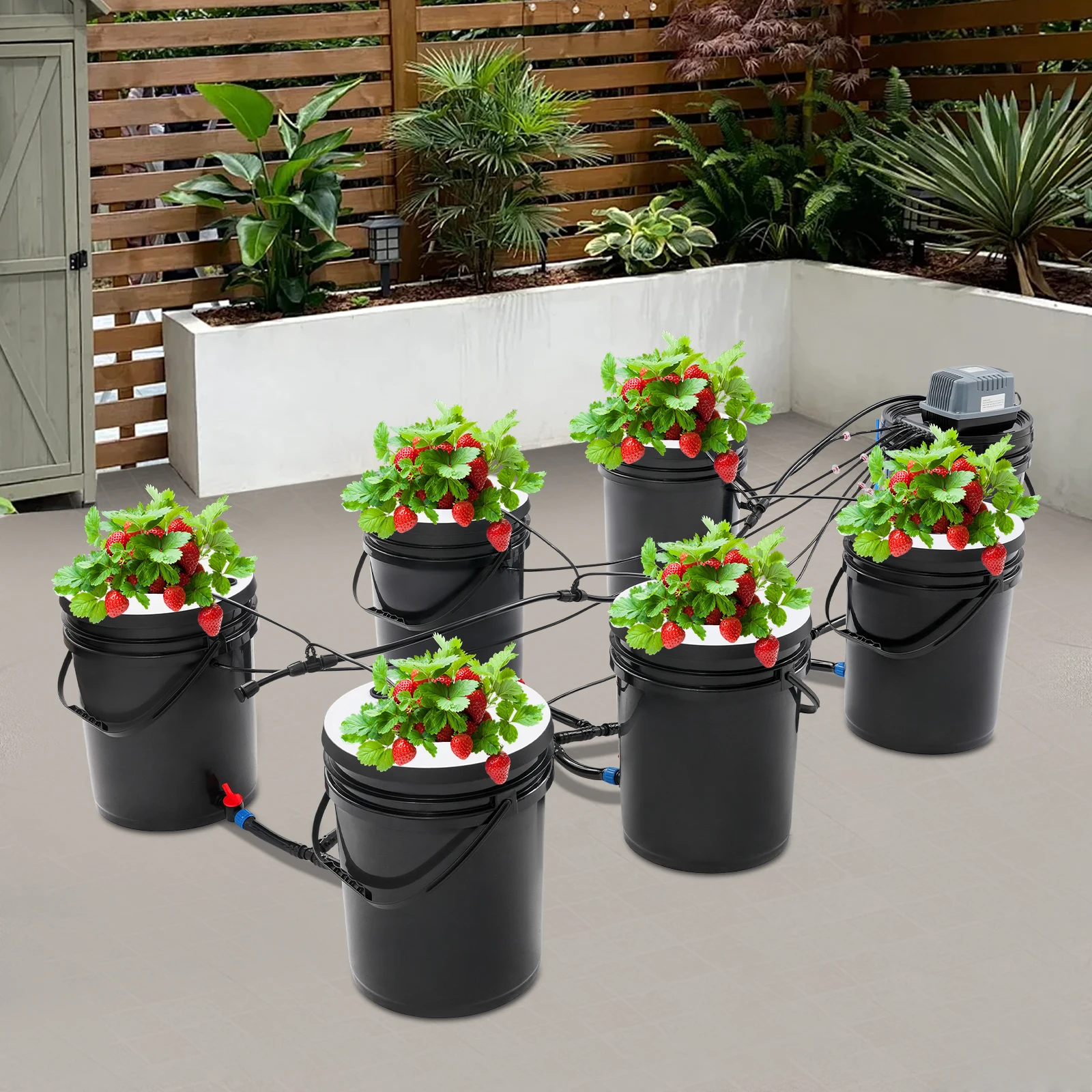 Hydroponisches Anbausystem, 4,4 Gallonen Deep Water Culture Pflanzenzuchtset, Schwarzes PP-Material Bodenfreies Pflanzenkultivierungsgerät Image