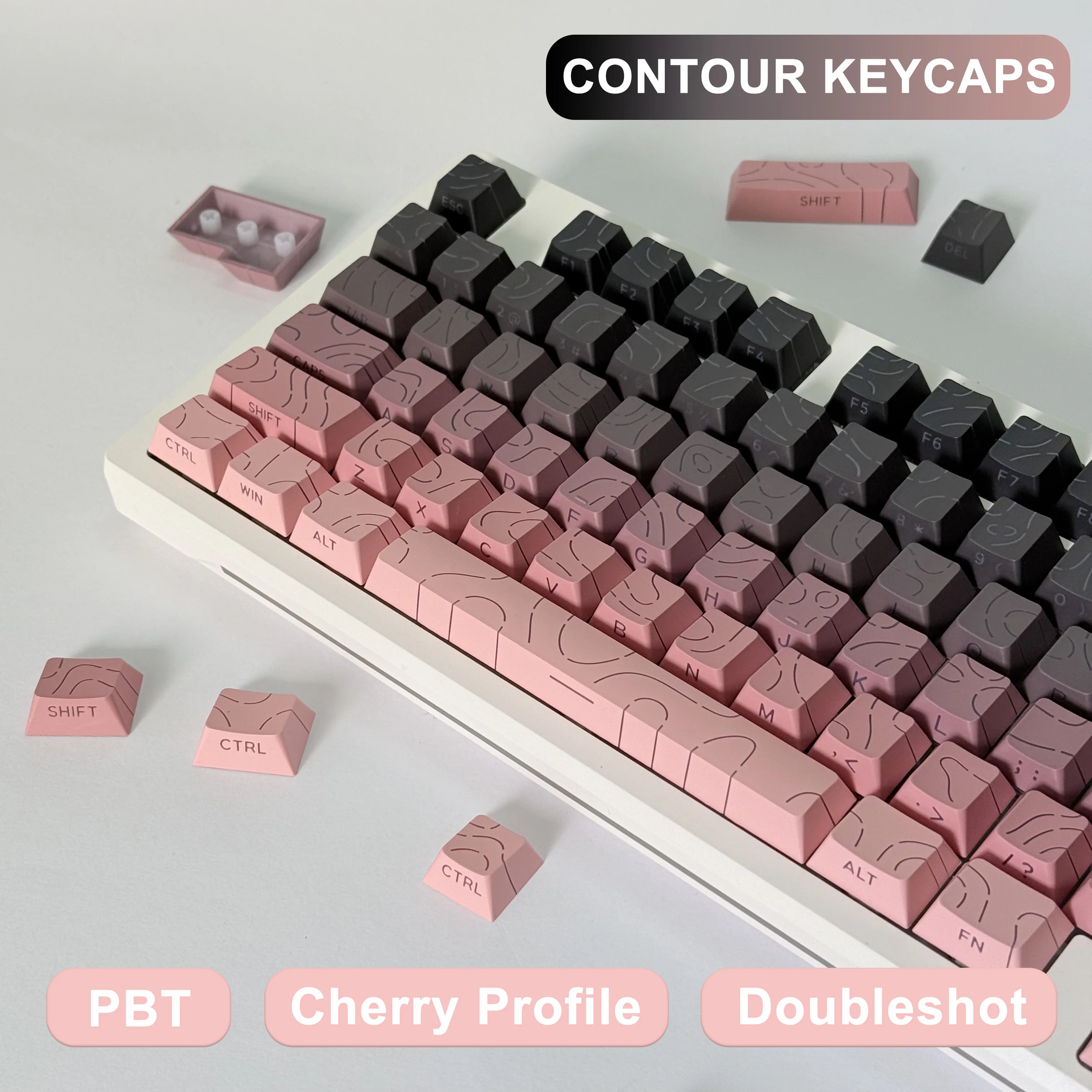 Contour Gradient Tastenkappen Cherry 97/133 Tasten Side-Legend Custom Key Cap für 60 % 65 % 70 % 75 % TKL 96 % 100 % mechanische Tastatur Image