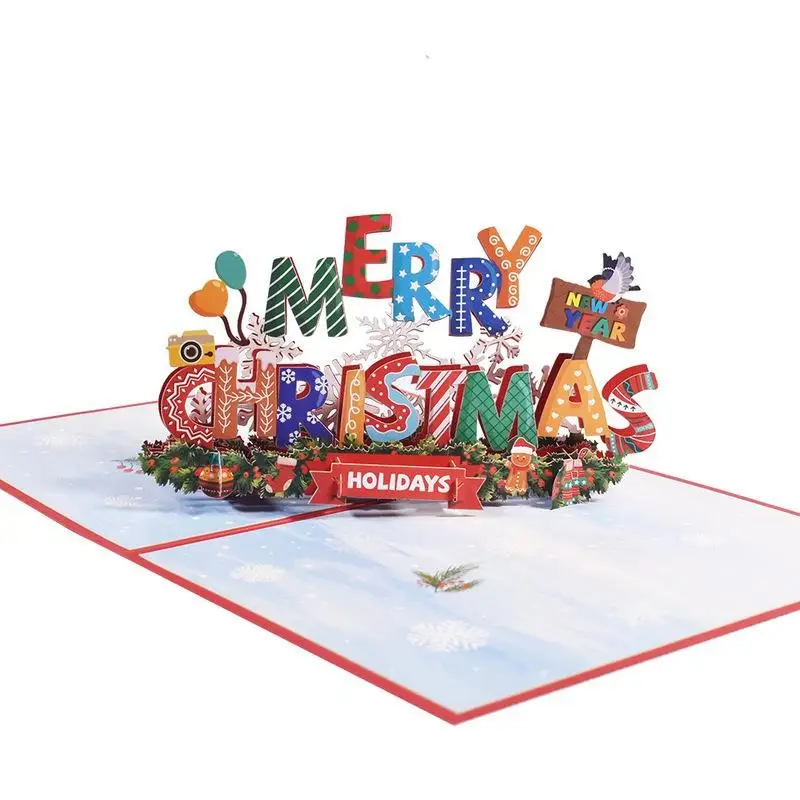 3D Frohe Weihnachten Karte Kreative Weihnachtskarte Neujahr Urlaub Weihnachtskarte Urlaub Party Weihnachtskarte Geschenk Image