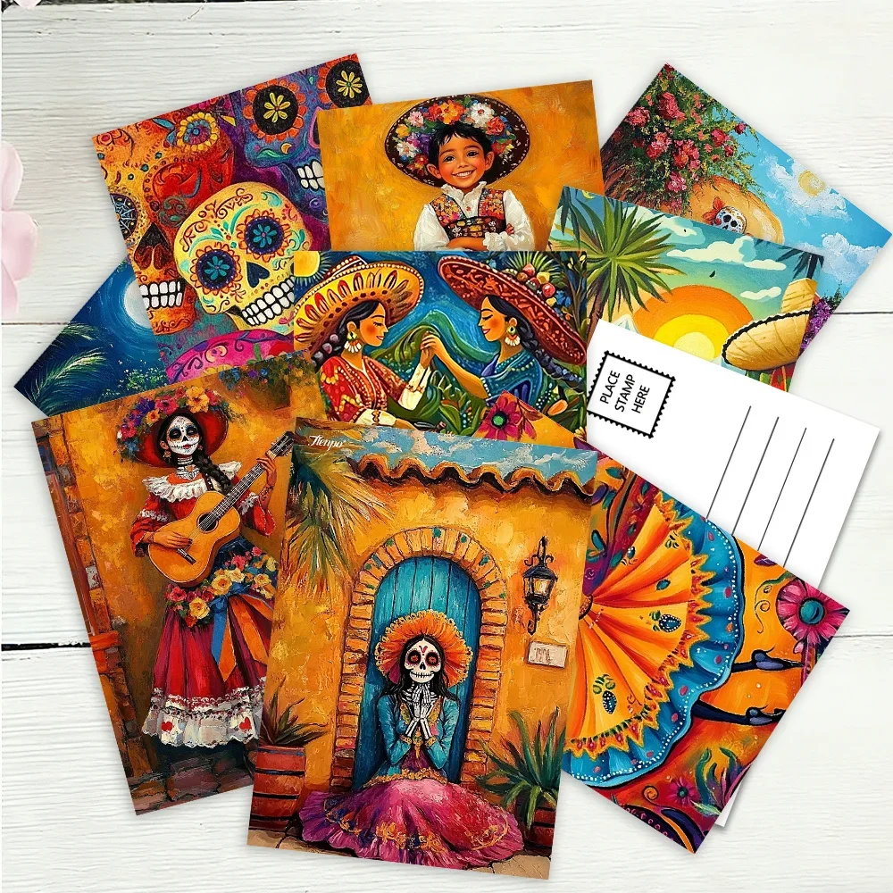 32 Stück, Postkarten zum Tag der Toten in Mexiko, Dekoration/Grußkarten/Postkarten, hochauflösender Druck, sammelbar und per Post verschickbar Image