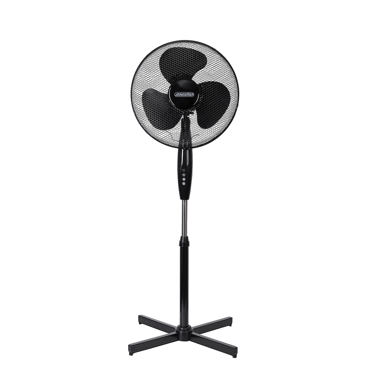 Mesko MS 7311 Leiser Fußventilator, 40cm, Drehzahlwähle Timer, Oszillierend, Höhenverstellbar, Schwarz, 90W Image