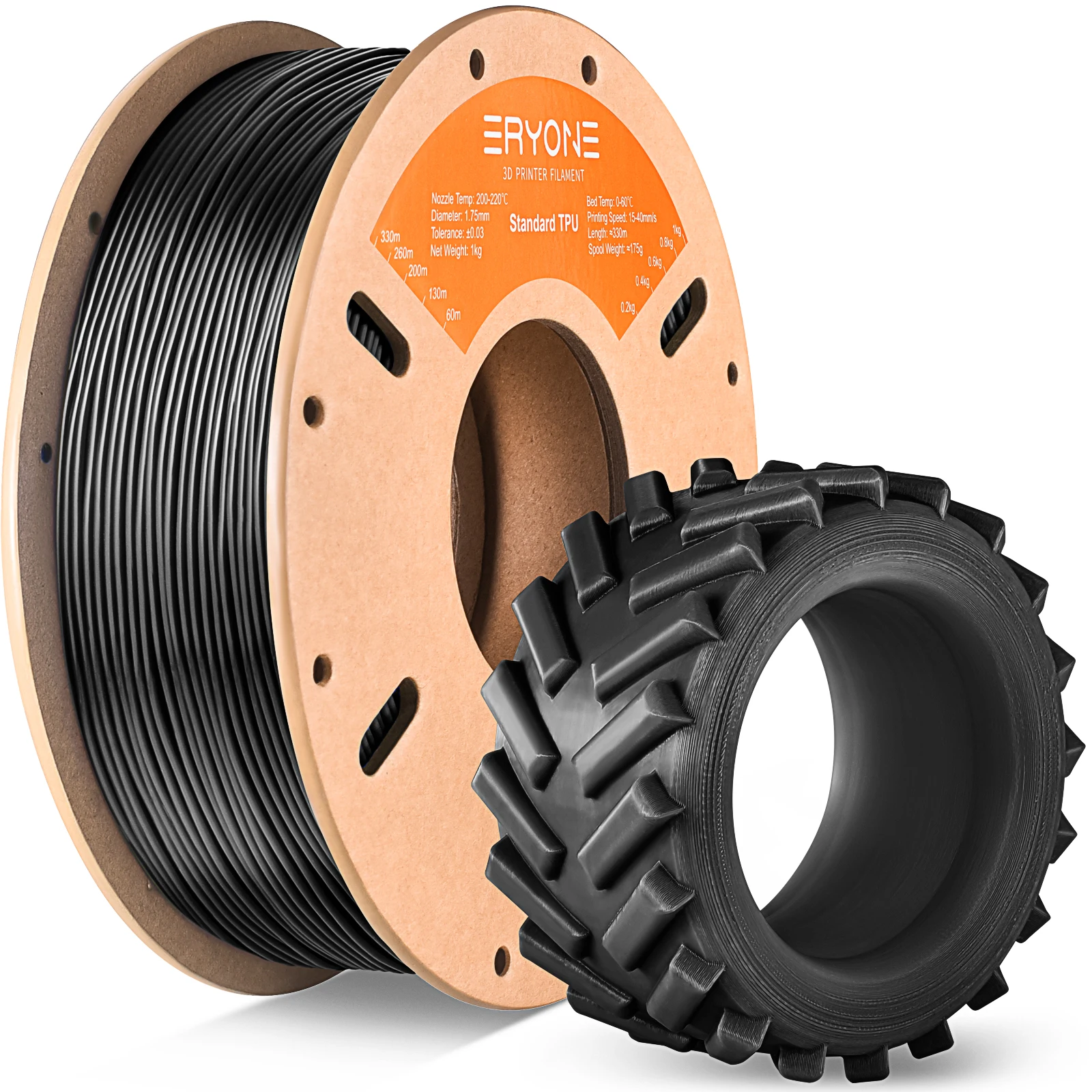 ERYONE 1 kg TPU-Filament 1,75 mm für 3D-Drucker +/-0,03 mm, 95 A, 1 kg (2,2 Pfund) / Spule Image