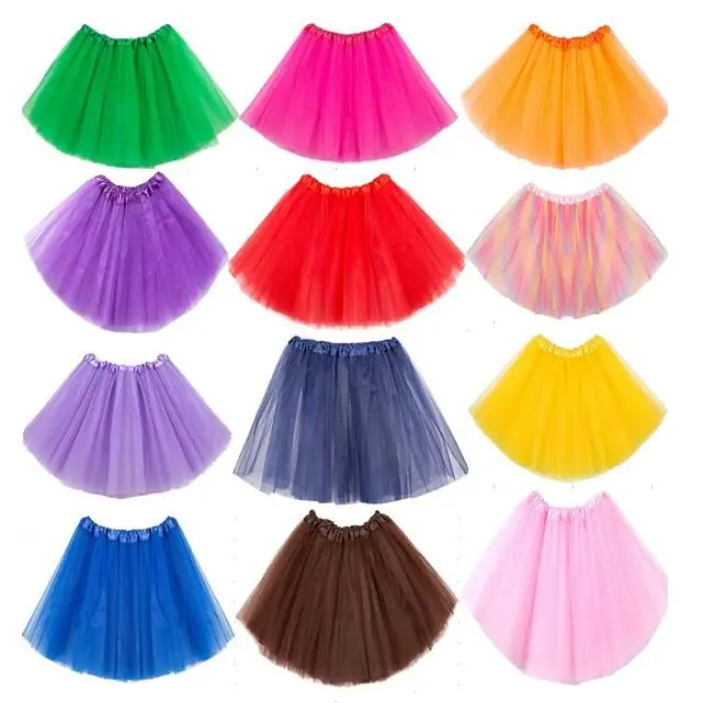 Über 40 cm kurze transparente Ballett-Petticoat-Tüllröcke für Damen und Mädchen, elastisch, 3 Schichten, Tutu-Rock für Erwachsene, Unterrock, Rockabilly