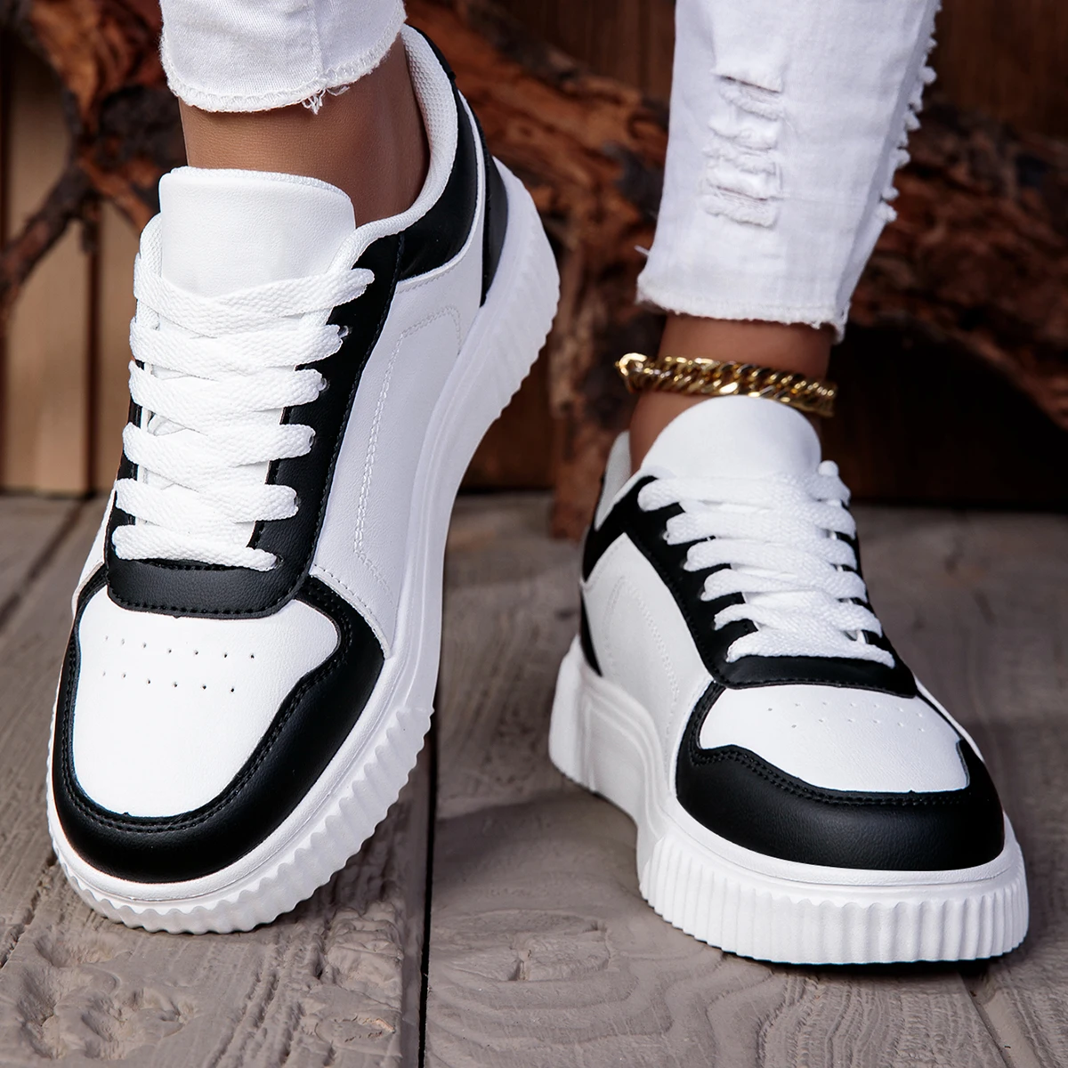 ZERJER Unisex-Sneaker, Neu eingetroffen, große Größe, klassische Retro-Sport-Skateschuhe für Herren, weiße Tennisschuhe mit dicken Sohlen, einfarbig