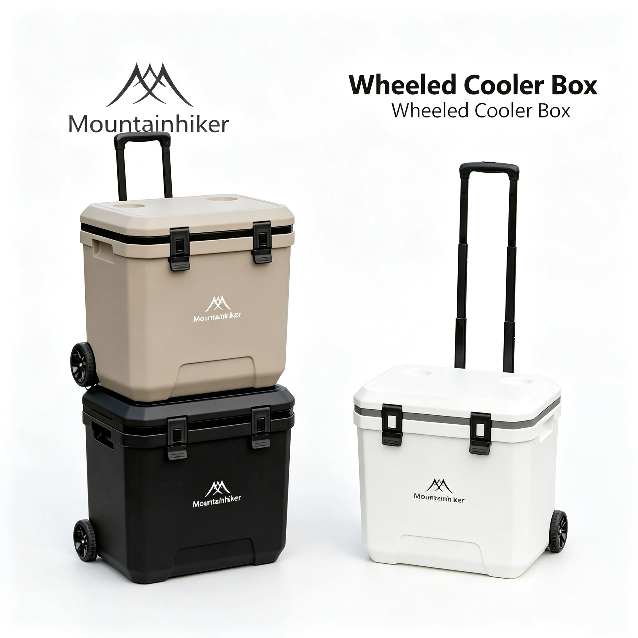MOUNTAINHIKER 36L Outdoor-Kühlbox mit Trolley-Rädern, tragbare Warmhaltebox für BBQ und Auto, Rollbare Kühlbox Image