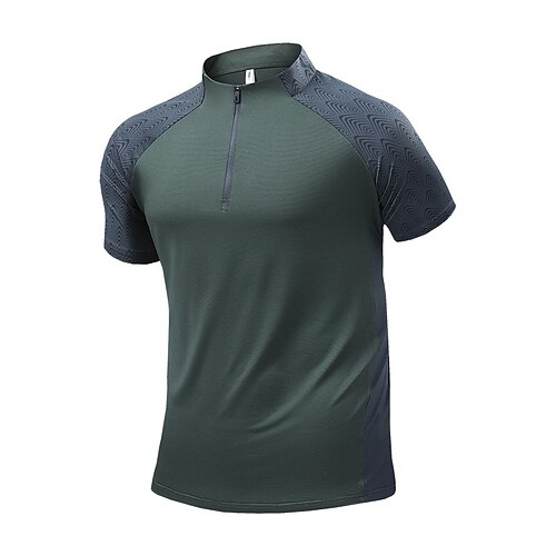 Herren T-Shirt Wander-T-Shirt Viertelreißverschluss Sweatshirt Kurzarm Stehkragen T-Shirt Muskelshirt Kurzarmhemd Außen Schnelltrocknend Hohe Elastizität Feuchtigkeitsableitend Atmungsaktiv Sommer Image