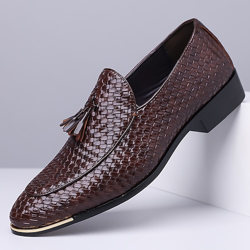 Geflochtene Herren-Slipper mit Quasten, elegante Slipper für Business und Freizeit, geeignet für Büro, Party, Hochzeit und Alltag Image