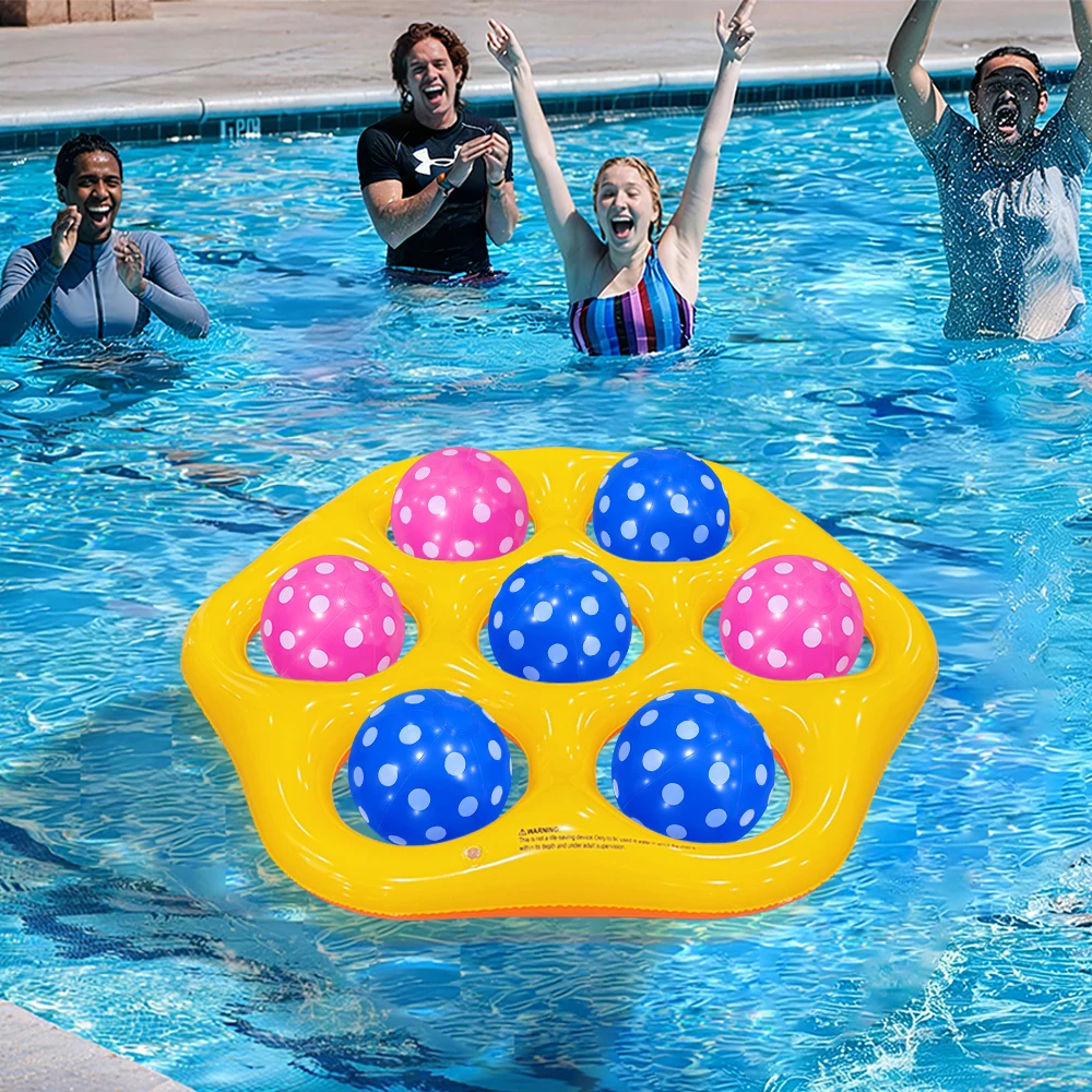 1 Set Schwimmbad-Spielzeug-Set, aufblasbares Schwimmbad-Spielzeug mit 7 Bällen – geeignet für 2-10 Erwachsene und Jugendliche. Image