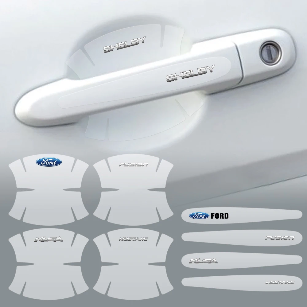 8 Stück 3D transparente Autotürgriff-Lackschutzfolie für Ford Fiesta Mondeo Fusion Explorer Escape Focus Ranger Image