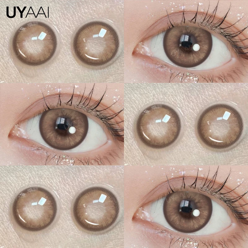 UYAAI 1 Paar natürliche farbige Augenlinsen, braune Linsen, graue Kontaktlinsen, schwarze Linse, farbige Schüler für Augen, koreanische Mode Image
