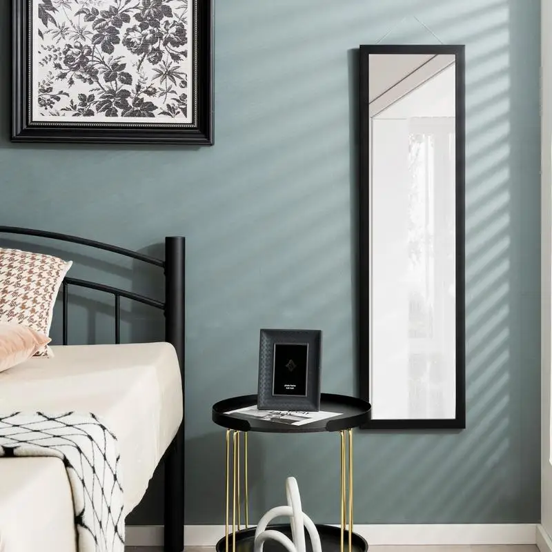 Ganzkörperspiegel mit Aufhängehaken für Schlafzimmer Schwarz Image