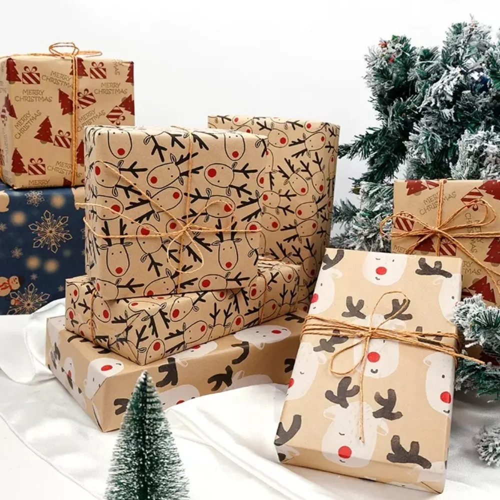 Weihnachts-Geschenkpapier mit Rentier-Design, große Rolle, Weihnachtsgeschenkpapier Image