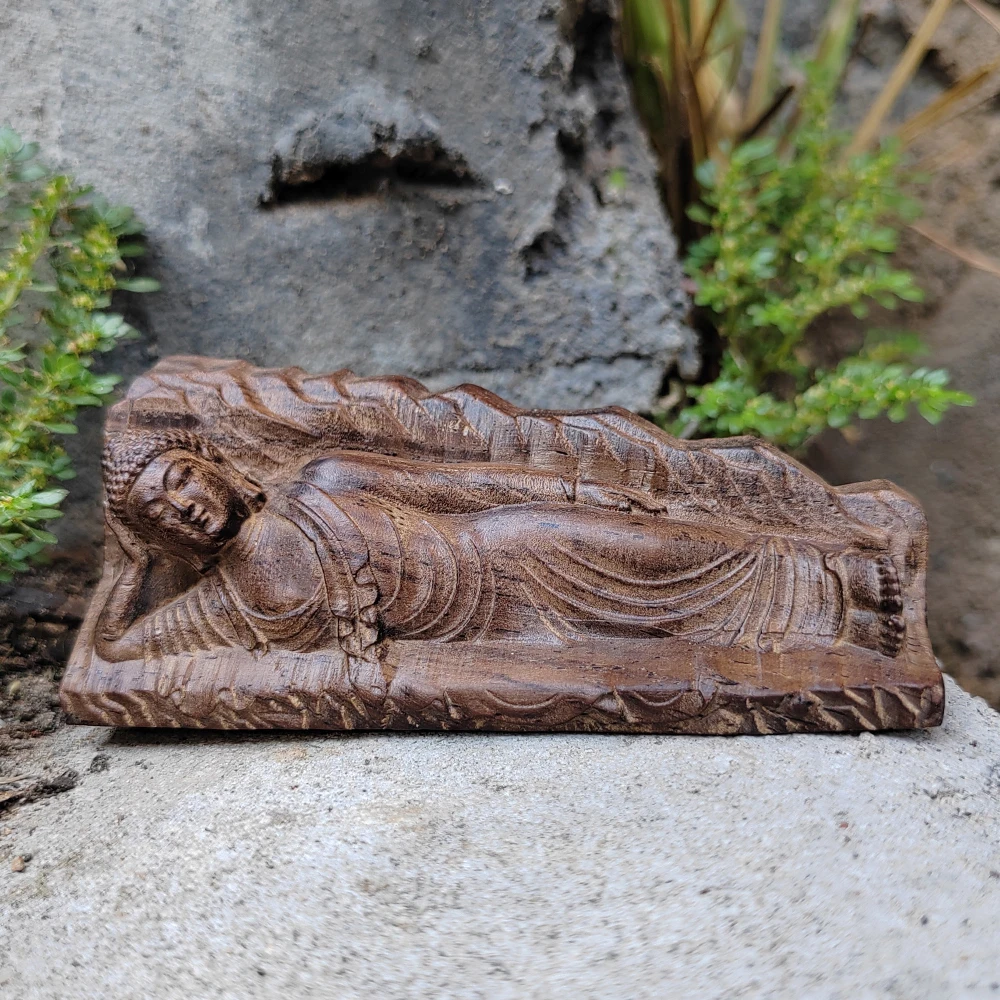 Buddha-Holzschnitzerei-Statue, Orientalisches Religiöses Kunstwerk, Neujahrs- und Frühlingsfest-Geschenk, Elegante Dekoration für Arbeitszimmer und Teetisch, Künstlerische Verschönerung für den