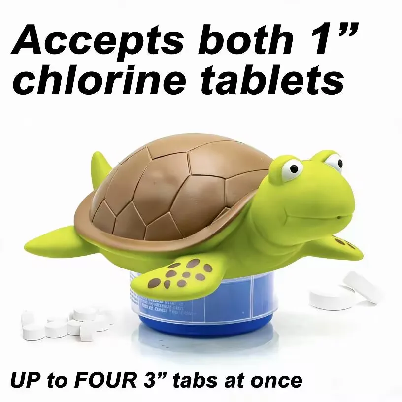 Chlorspender, Cartoon-Schildkröte, einziehbar, schnell schwimmend, für Pool, Chlorspender, Schwimmbadzubehör Image