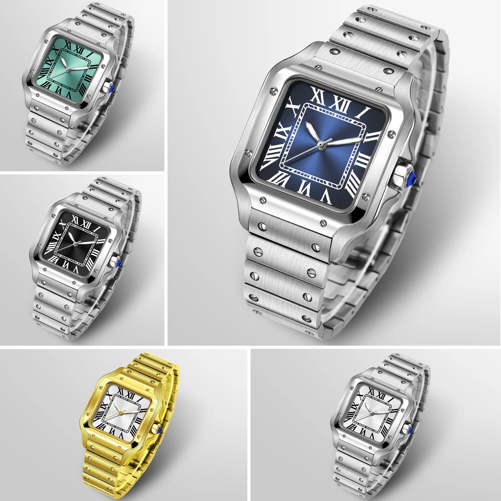 Neue quadratische mechanische Uhr mit NH35-Uhrwerk, luxuriöse neue Herren-Mechanikuhr, wasserdicht bis 30 Meter, mehrere Farboptionen. Image