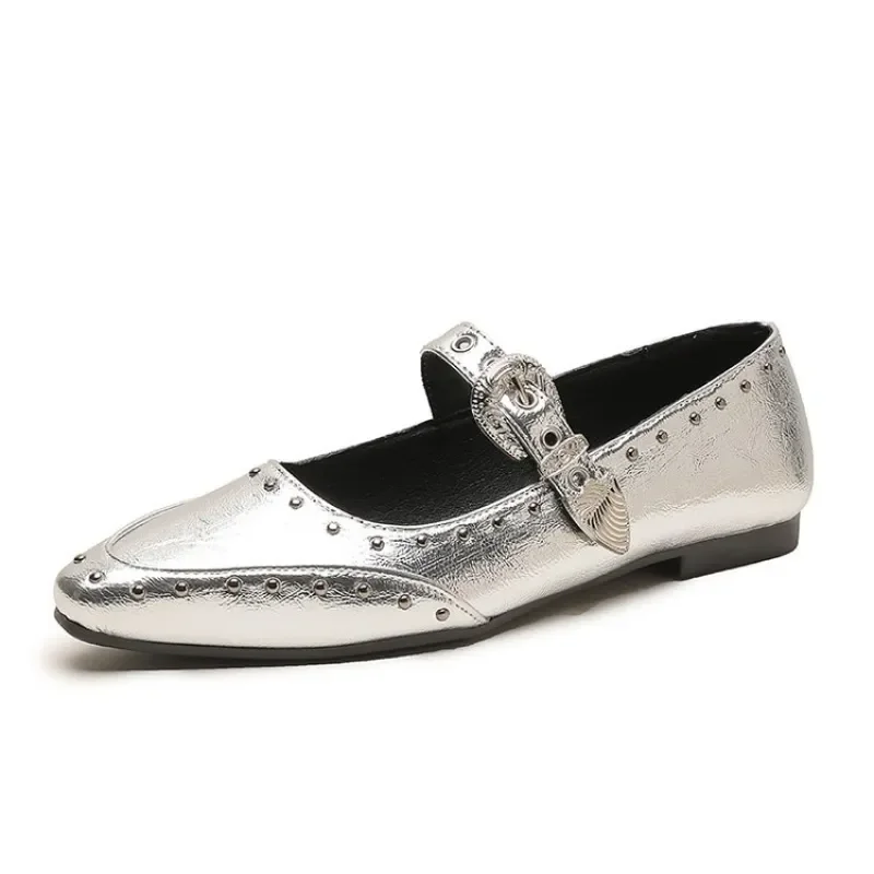 Damen Spitze Vintage-Schuhe mit Schnallenverschluss, Designorientierte Mary Janes für Pendlerinnen, Bequeme Vielseitige Büro- und Freizeit-Ballerinas