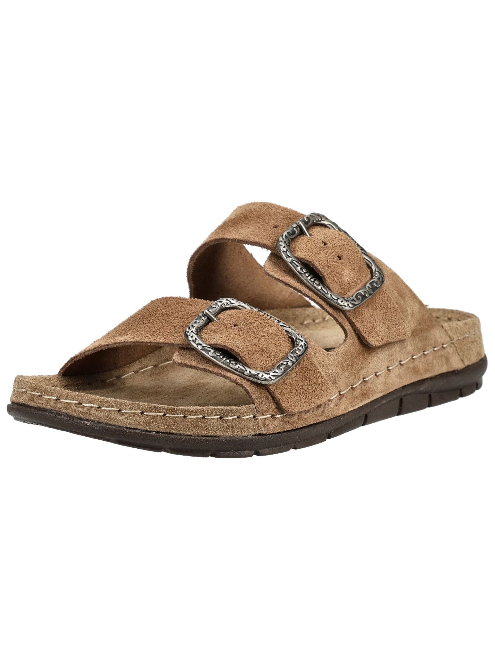Pantolette ROHDE "Rohde Pantoletten Nubukleder", Damen, Gr. 43, camel, Nubukleder, Schuhe Pantolette