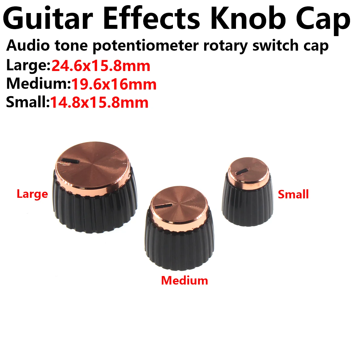 5 Stück Gitarren-Effektgerät-Drehknopfkappen, Tonregler-Potentiometer-Drehknopfkappen Image