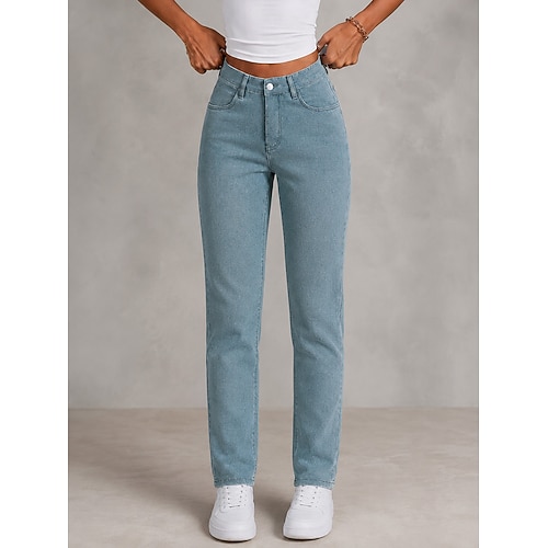 Per donna Jeans Pantaloni skinny Chinos Moda Lunghezza intera Vita Alta Comodità Inelastico Vacanza Formale Nero Blu chiaro Grigio Primavera Vestibilità aderente