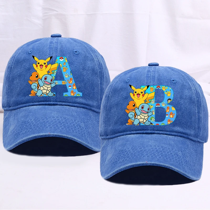 Anime Pokémon Hip-Hop Sonnenhüte für Männer und Frauen Cartoon Pikachu Buchstaben Bedruckte Baseballkappe Unisex Sommer Mode Flache Mützen