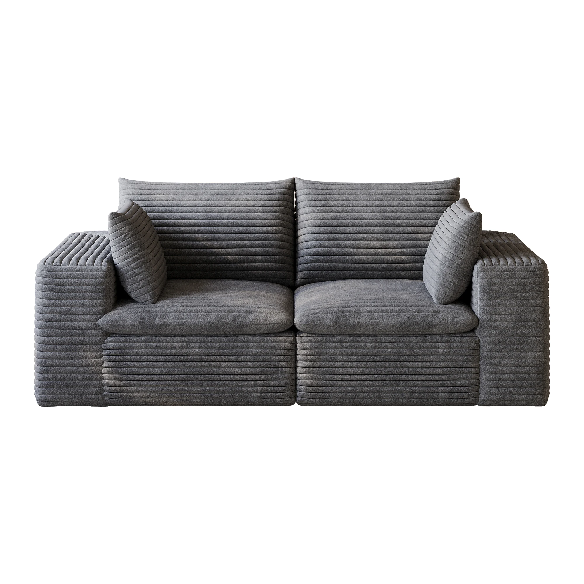 Cloud-Sofa aus Cordstoff 180 x 90 x 60 cm, 2-Sitzer-Sofa mit Schaumstofffüllung, modulares Bodensofa ohne Montage, Lounge-Couch für Wohnzimmer, Schlafzimmer und Gästezimmer, Dunkelgrau