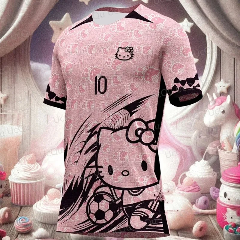 Sanrio Hello Kitty Fußballtrikot, süßes und cooles Mädchen-T-Shirt mit kurzen Ärmeln, Größe 10, Sport- und Freizeitoberteil