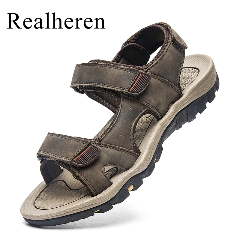 Echtes Leder Sandalen Für Männer Outdoor Schuhe Sommer Strand Alias Hombre Verano Sandale Homme Große Größe 47 48