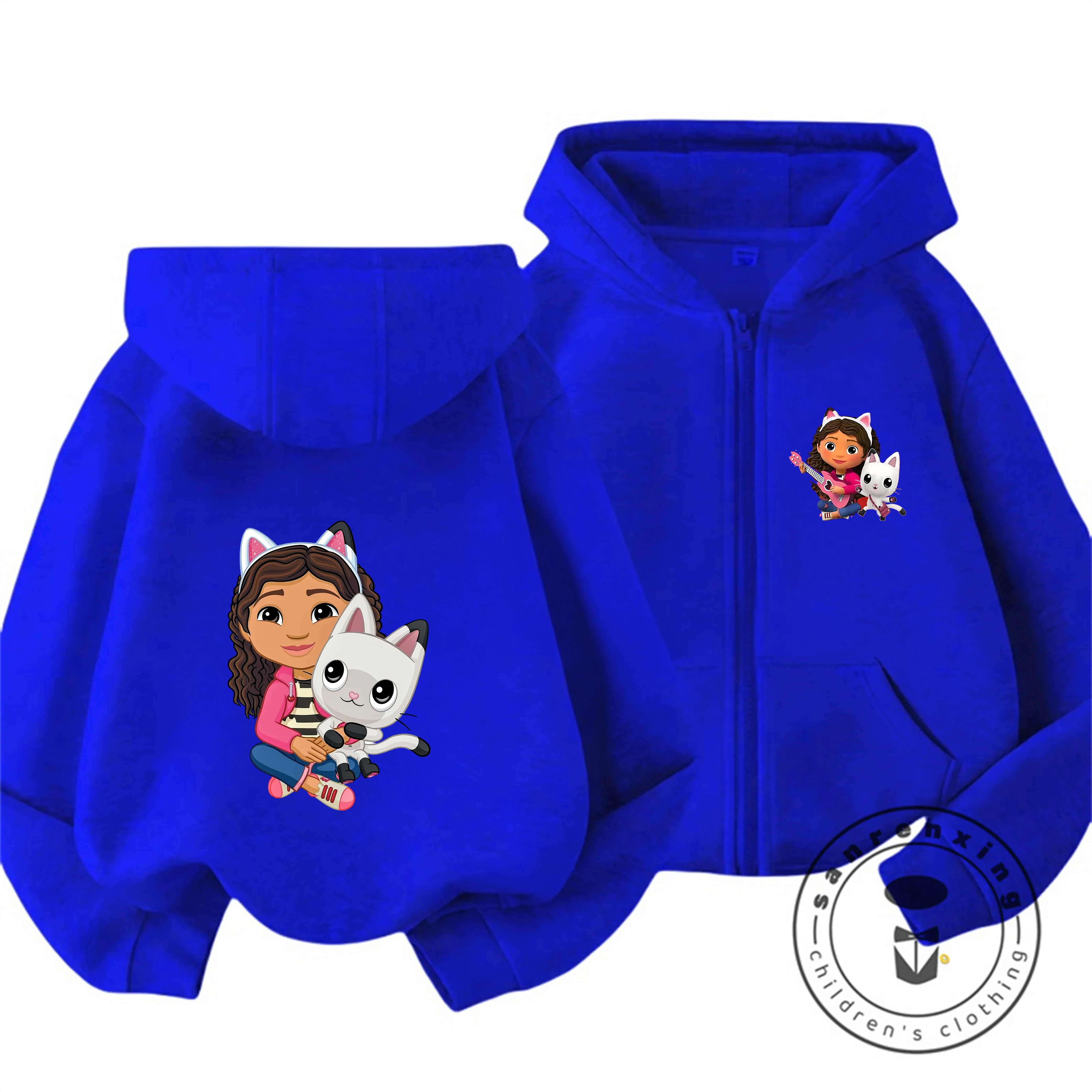 Neu eingetroffen: Gabby's Dollhouse Kapuzenpullover mit Reißverschluss, Herbst-Winter, beliebtes Cartoon-Outfit für Kinder von 3 bis 14 Jahren Image