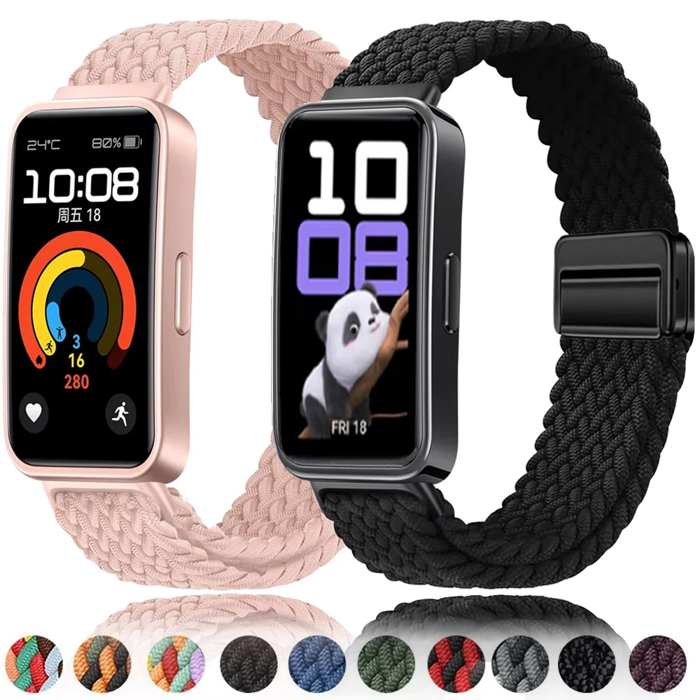 Nylon-Armband für Huawei Band 10, 9, magnetisch, atmungsaktiv, geflochtenes Armband, Armband für Huawei Band 9, Band 8, Ersatzteile Image