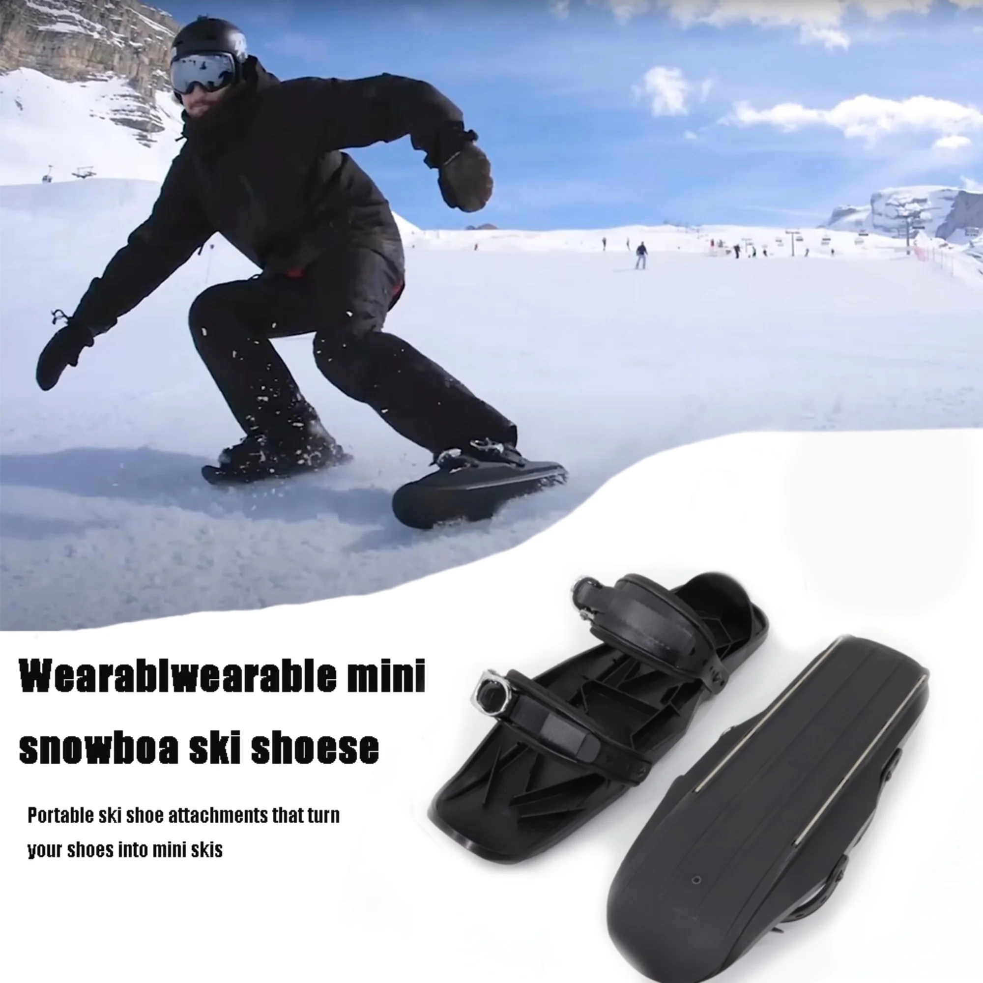 Mini-Shorts-Ski-Skates, Ski-Stiefel, Skiboards, verstellbar, für Erwachsene, kurzer Schuh, Schneestiefel, tragbar, für Winter, Outdoor-Sport, Snowboard