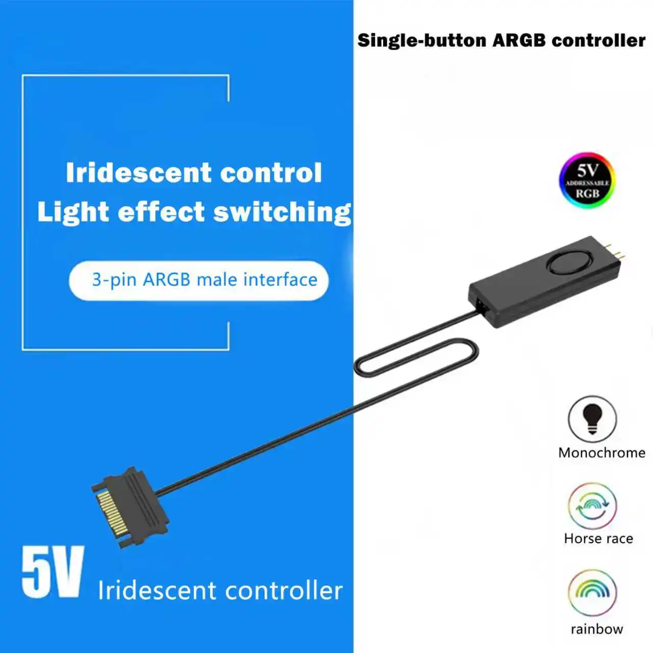 ARGB-Controller SATA-Pin-Stromversorgung ARGB-Controller für 3-Pin 5V Gehäuse-LED-Beleuchtung Desktop-Computer Image
