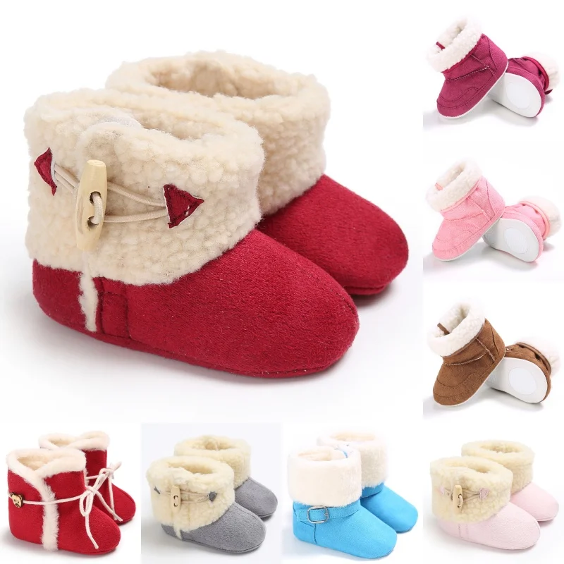 Baby Herbst-Winter-Stiefel für Mädchen und Jungen, Warme Winterschuhe, Modische Kleinkind-Schuhe mit Flauschigen Bällen, Erste Laufschuhe für Kinder 0-18 Monate