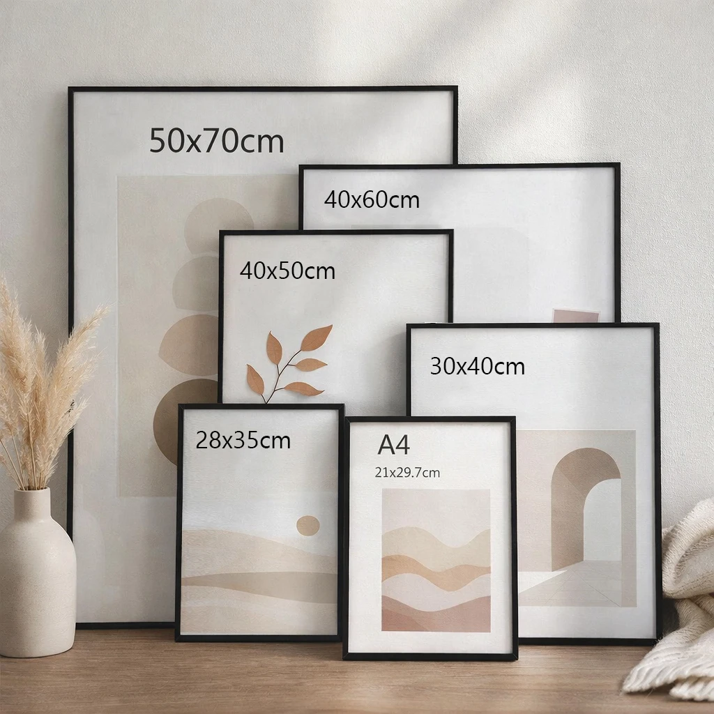 40x50cm Schwarzer Aluminium-Bilderrahmen Moderne Wand-Fotorahmen, Heim- und Bürodekoration, Vertikal & Horizontal Aufhängbar, Mit oder Ohne Passepartout, Einfache Montage, Minimalistische Image