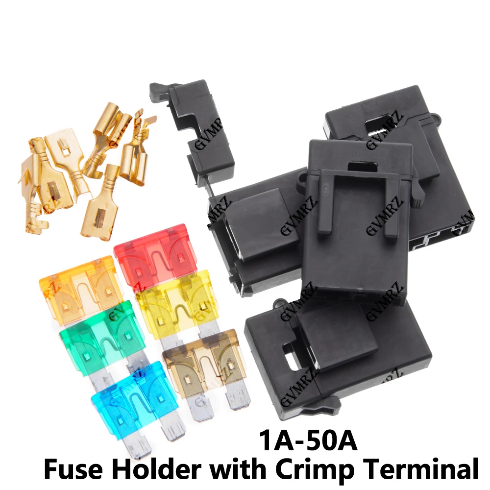 5er-Set 1A 2A 3A 4A 5A 7,5A Sicherungshalter mit Crimpanschluss Mittelsicherung für Auto-Steckverbinder 25A 50A 10A 15A 20A Image