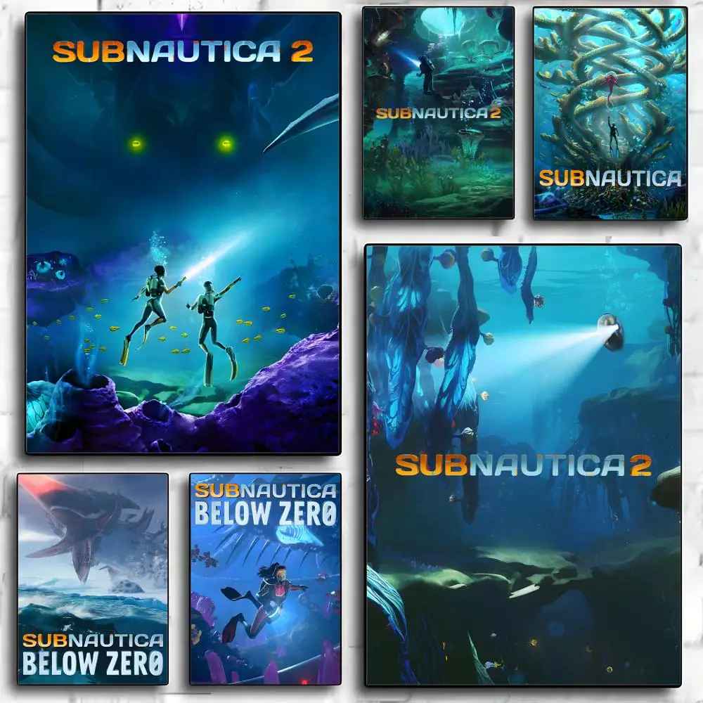 Game S-Subnautica 2 Poster, HD-Kunst, selbstklebende Wanddekoration, wasserfest, für Zuhause, Wohnzimmer, Schlafzimmer, Bar, ästhetische Dekoration Image