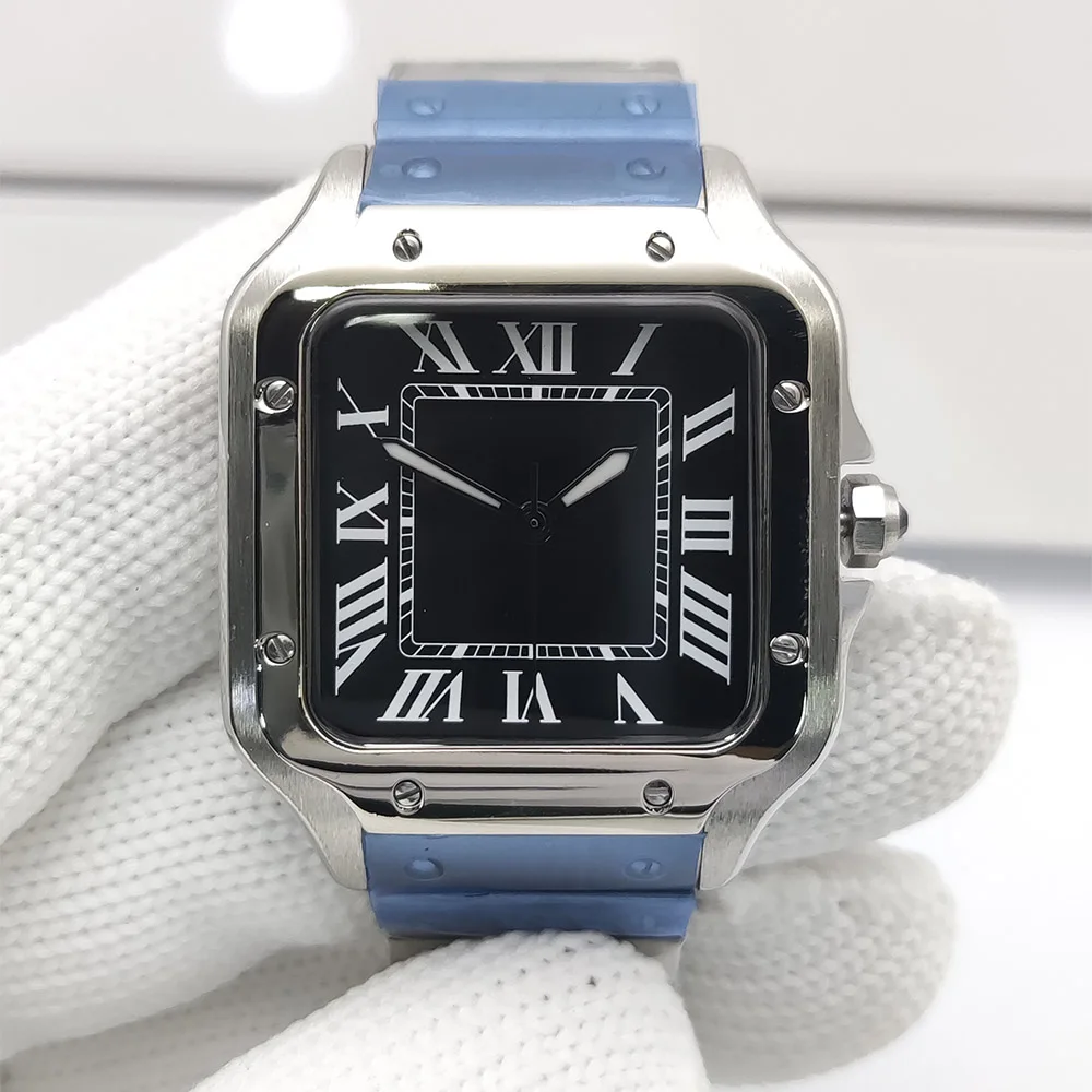 Parnsrpe 2026 Neue NH35 Automatische Mechanische Uhr für Herren Luxus Retro Quadratisch Römische Ziffern Schwarzes Zifferblatt Selbstaufziehend Wasserdicht Image