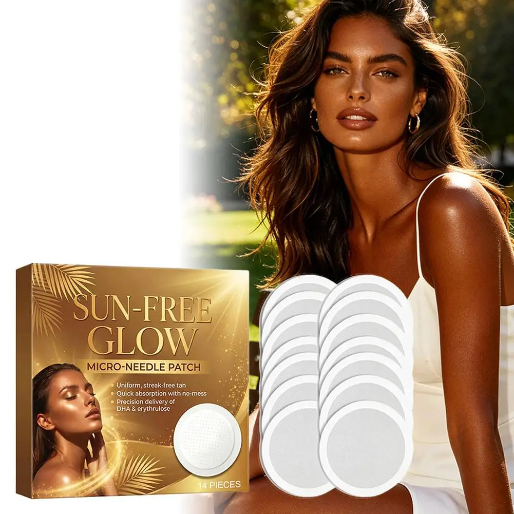 14 Stück/Box Sun Free Glow Mikronadel-Pflaster, Neues Fortschrittliches Selbstbräuner-Glow-Pflaster, Natürliche Bräunungspflaster für Frauen Image