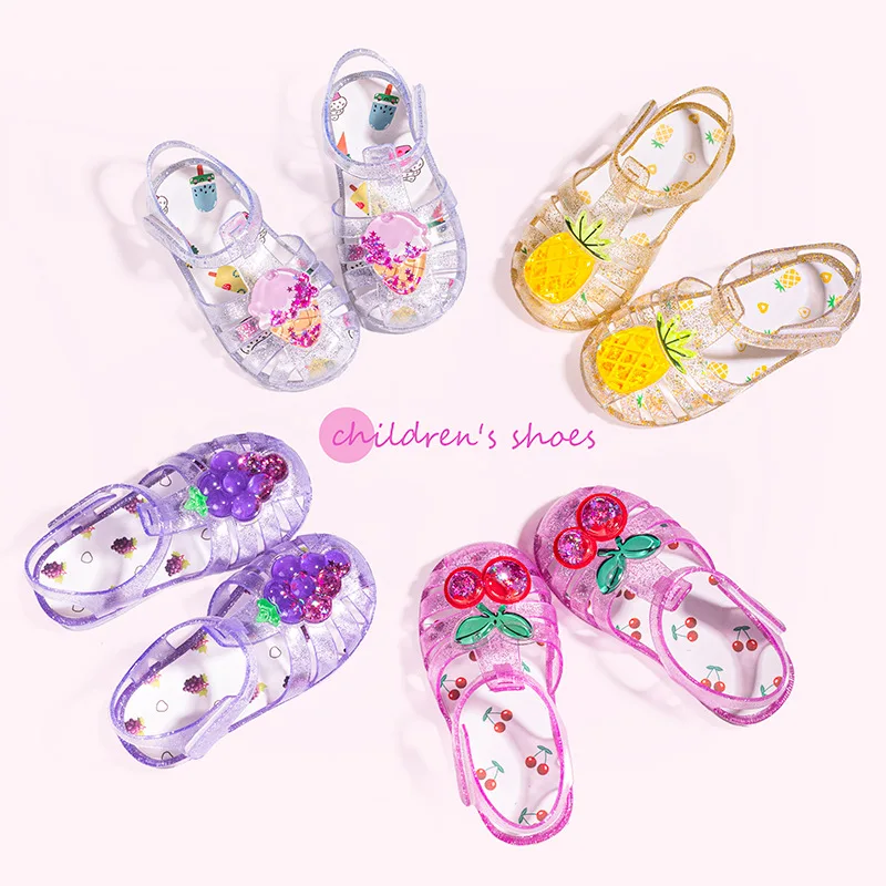 2026 Transparente Kristall-Jelly-Sandalen für Kinder mit weicher, rutschfester Sohle im Prinzessinnen-Römer-Stil für den Sommer – Süße Kinderschuhe