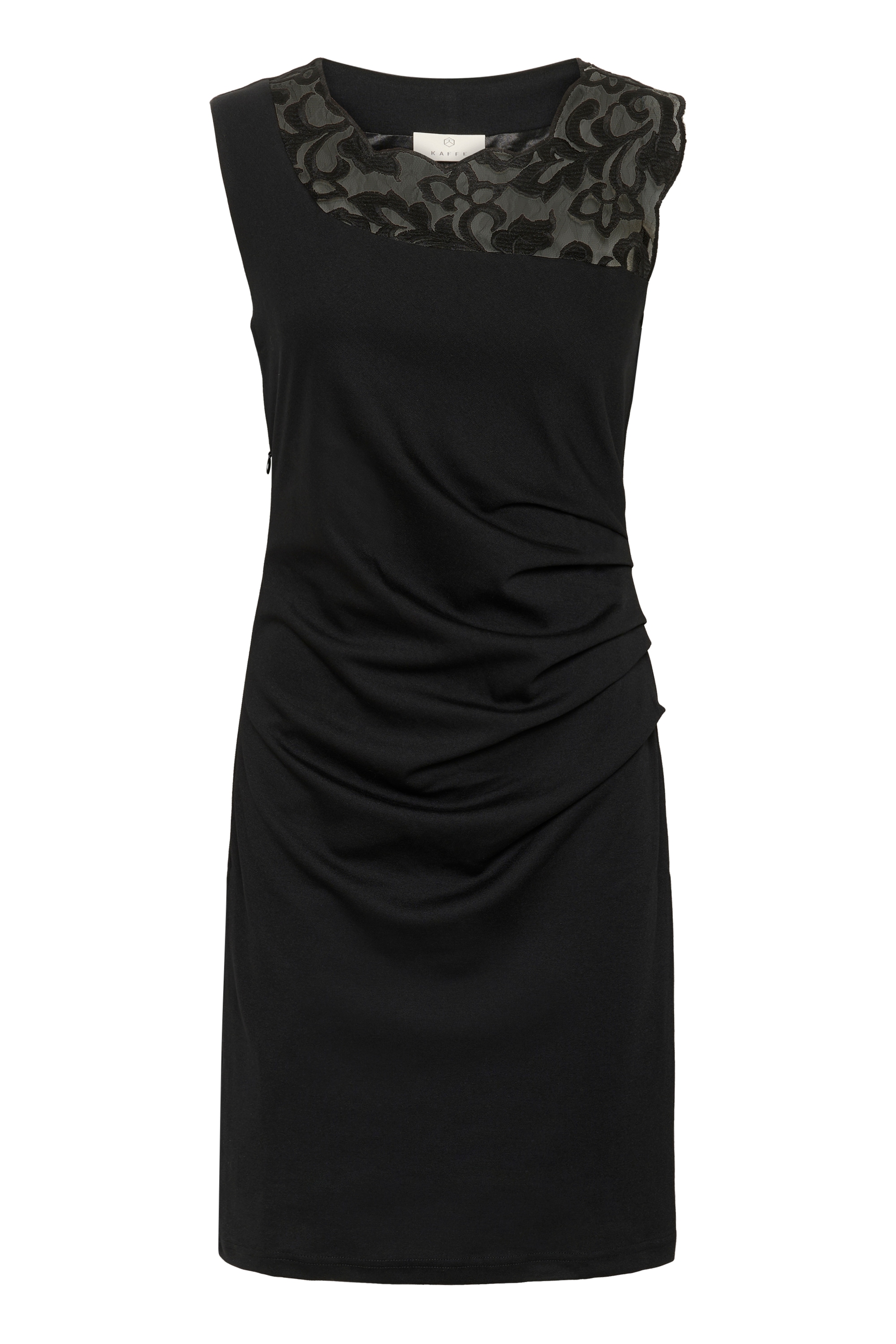Midikleid KAFFE "Kleid India", Damen, Gr. S, N-Gr, schwarz (schwarz deep), Obermaterial: 80% Polyester PES. 17% Viskose CV. 3% Elasthan EL., Kleider Midikleid