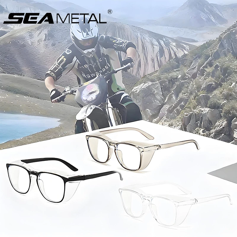 SEAMETAL Anti-Blaulicht-Brille, leichte PC-Rahmen, quadratische Brille mit klaren Gläsern, Anti-Pollen-Schutzbrille, Brillenzubehör Image