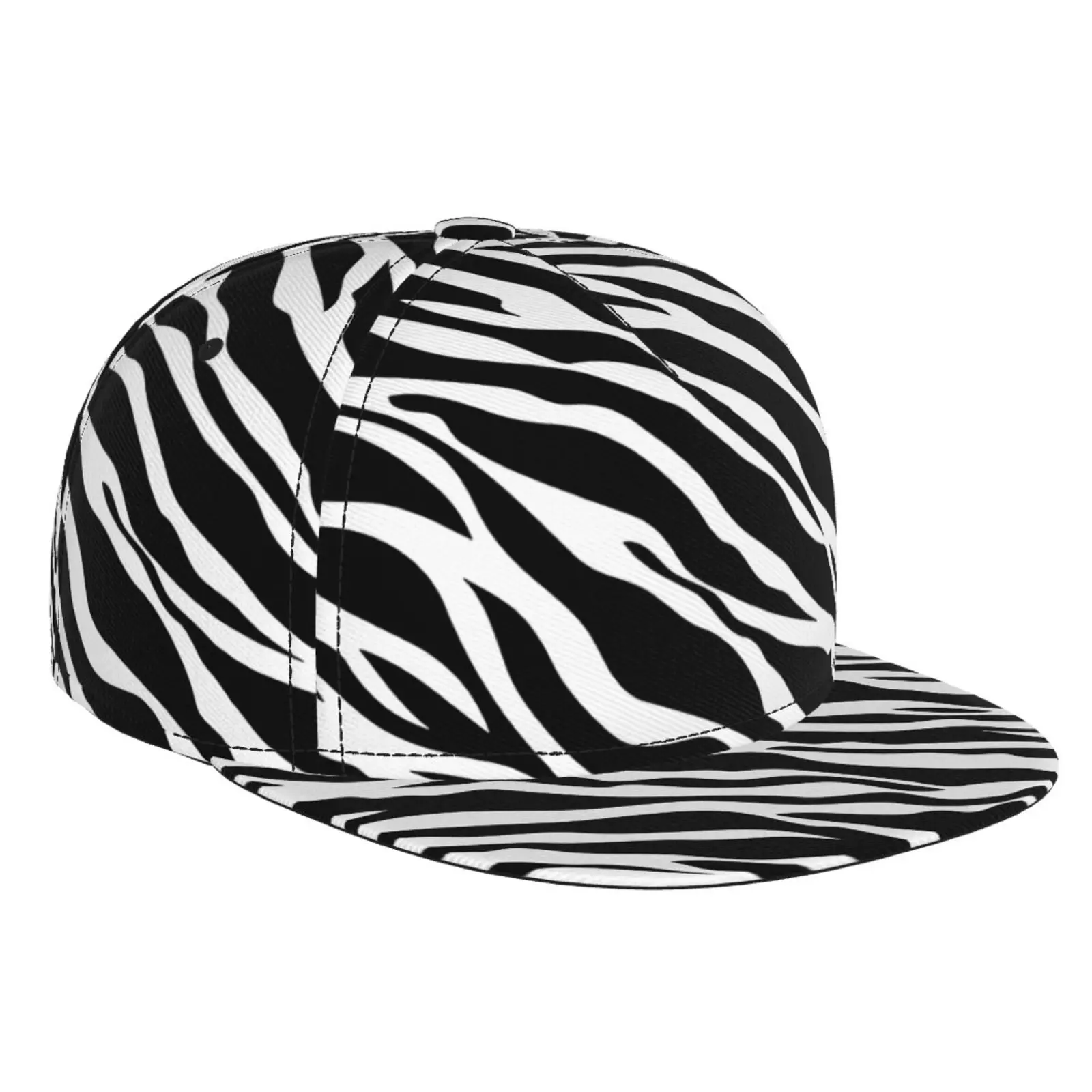 Snapback-Mütze mit Zebra-Print für Männer und Frauen, pflanzlich verstellbare Baseballkappe, Hip-Hop-Trucker-Mütze, flache Bill-Hüte