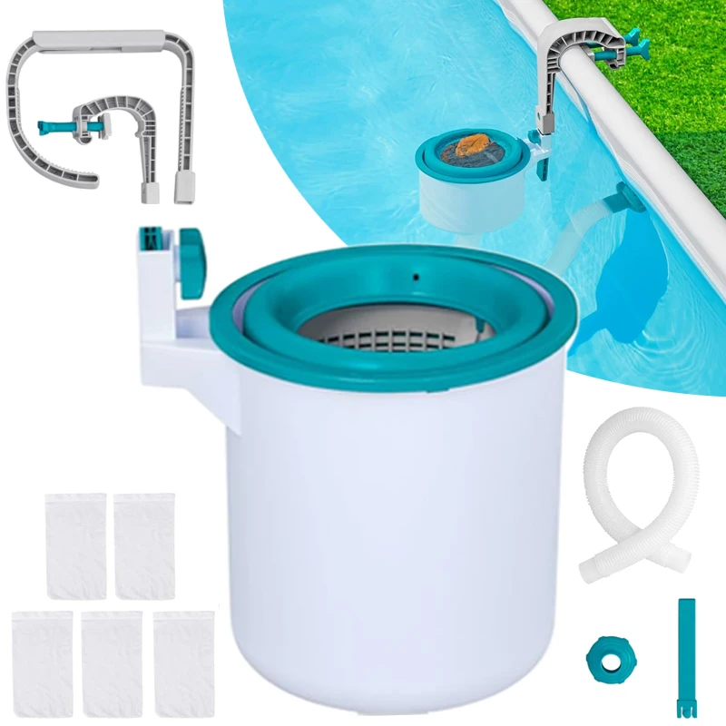 Oberirdische Pool-Skimmer-Wandmontagefläche mit 5er-Skimmer-Socken, automatischer schwimmender Skimmer für Pool-Trümmer und Blätter Image
