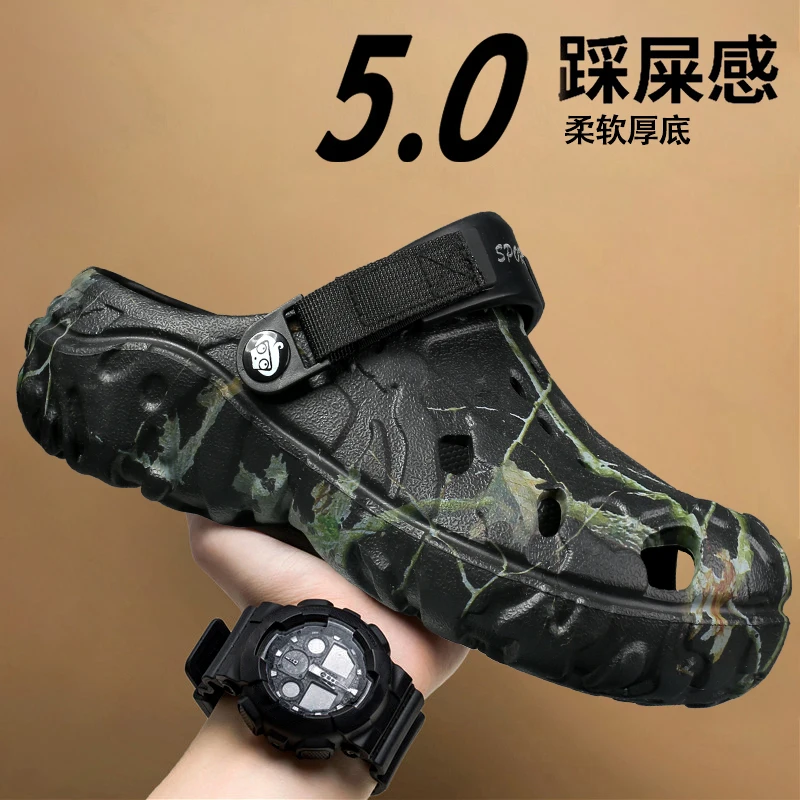 Sommer Herren Hausschuhe Tarnmuster Plattform Outdoor Clogs Schuhe Damen Strand Sandalen Weiche EVA Indoor Hausschuhe Große Größen 46 47