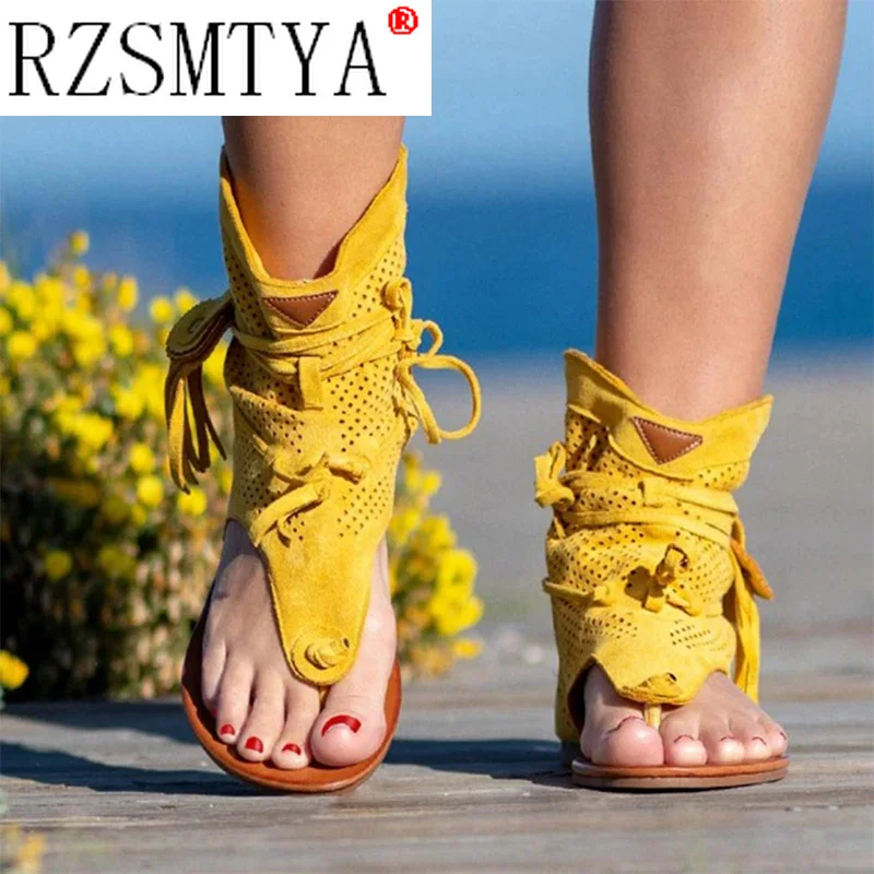 Frauen Retro Sandalen Gladiator Damen Clip Kappe Vintage Stiefel Casual Quaste Rom Mode Sommer Frau Schuhe Weibliche 2020 Neue