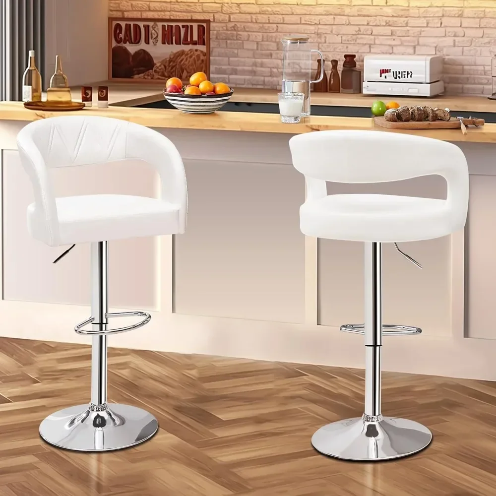 Für Bar-Set mit 4 drehbaren, modernen, verstellbaren Barhockern aus PU-Leder, Barhocker für die Küchentheke, Inselstühle für Bar, Küche Image
