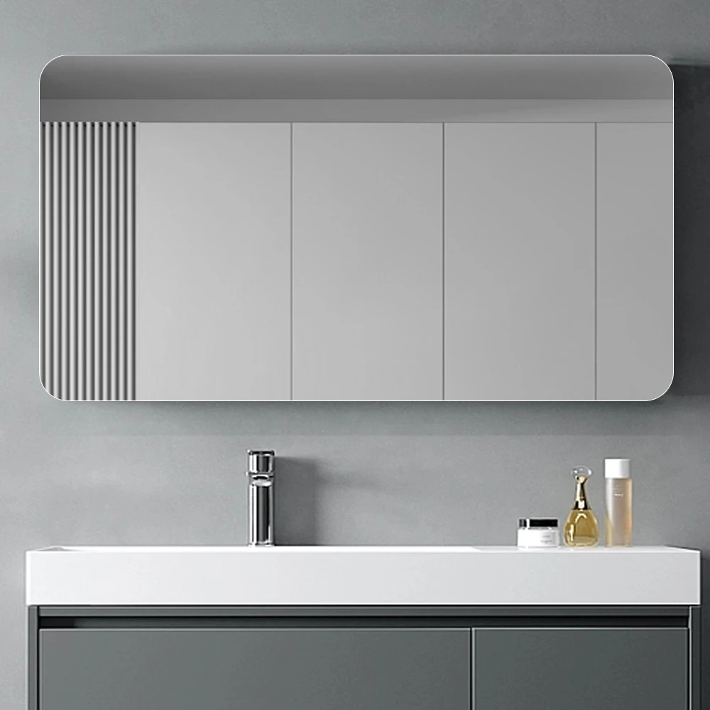 70x90cm Rechteckiger Badezimmerspiegel Wandmontiert Wasserdicht Beschlagfrei Schminkspiegel für Bad und Ankleidezimmer Image
