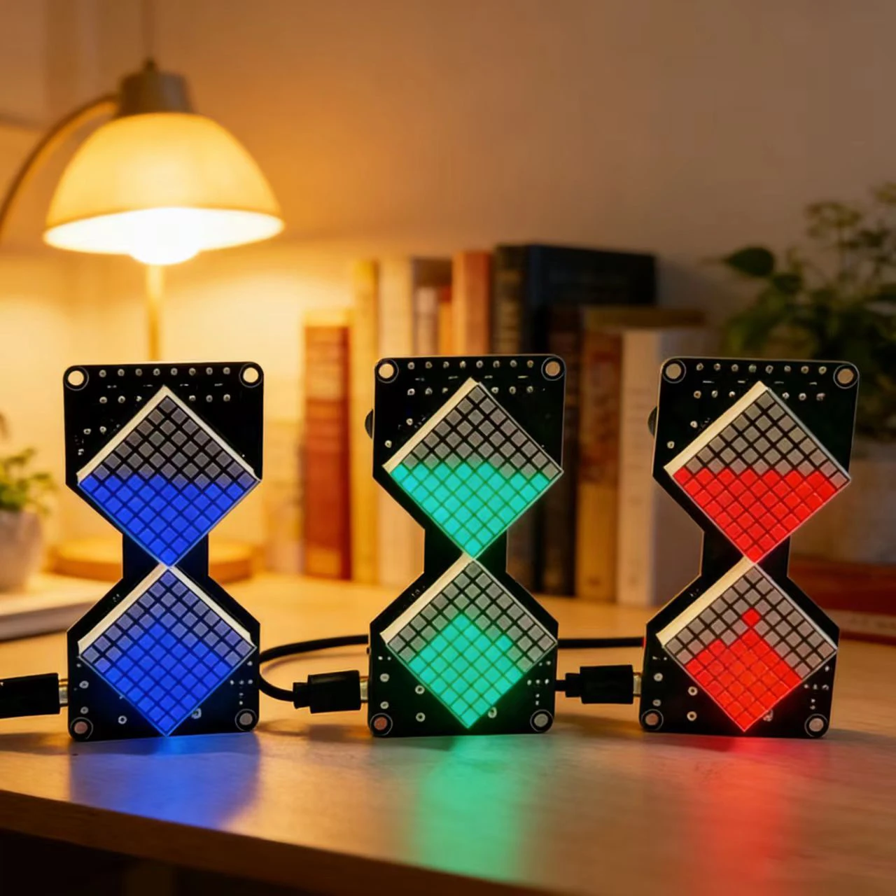 DIY Elektronik-Bausatz Schwerkraftsensor-Timer LED-Punktmatrix Elektronische Sanduhr Micro-USB 5V Schul-Löttrainings-Kits Image